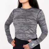 Collarless Long Sleeve - Black Ghost Camo Women's Golf Shirt TJ Golf