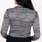 Collarless Long Sleeve - Black Ghost Camo Women's Golf Shirt TJ Golf