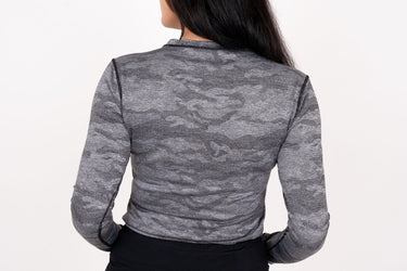 Collarless Long Sleeve - Black Ghost Camo Women's Golf Shirt TJ Golf