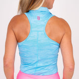 Ghost Camouflage Racerback - Bright Neon Blue Women's Golf Shirt Taylor Jordan Apparel