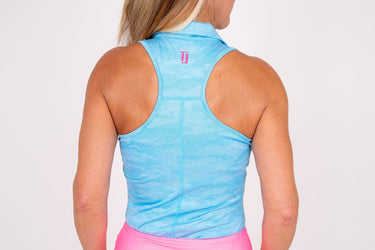 Ghost Camouflage Racerback - Bright Neon Blue Women's Golf Shirt Taylor Jordan Apparel