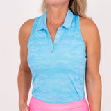 Ghost Camouflage Racerback - Bright Neon Blue Women's Golf Shirt Taylor Jordan Apparel