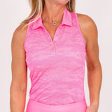 Ghost Camouflage Racerback - Bright Neon Pink Women's Golf Shirt Taylor Jordan Apparel