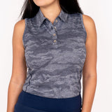 Ghost Camouflage Sleeveless - Navy Women's Golf Shirt TJ Golf