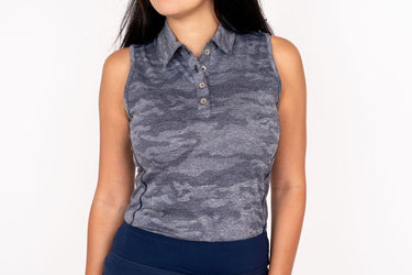 Ghost Camouflage Sleeveless - Navy Women's Golf Shirt TJ Golf