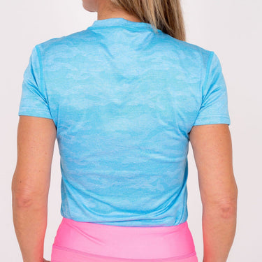 Jordan's Collarless Collection - Neon Blue Camo Women's Golf Shirt 