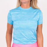 Jordan's Collarless Collection - Neon Blue Camo Women's Golf Shirt