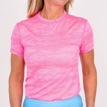 Jordan's Collarless Collection - Neon Pink Camo Women's Golf Shirt  TJ SPORT