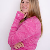 Jordan's Collarless Long Sleeve - Pink Ghost Camo Women's Golf Shirt