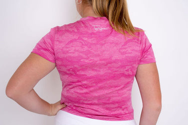 Jordan's Collarless - Pink Camo Women's Golf Shirt  TJ SPORT