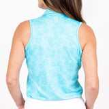 Sleeveless Ghost Hibiscus - Miami Blue Women's Golf Shirt Taylor Jordan Apparel