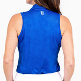 Sleeveless Ghost Hibiscus - Royal Blue Women's Golf Shirt Taylor Jordan Apparel