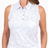 Sleeveless Ghost Hibiscus - White Women's Golf Shirt