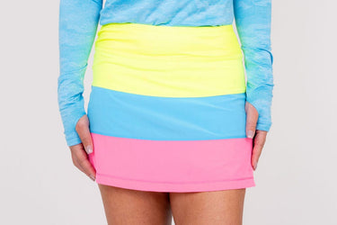 TJ Tour Neon Skirt - Tri Color Short Women's Skirts  TJ SPORT