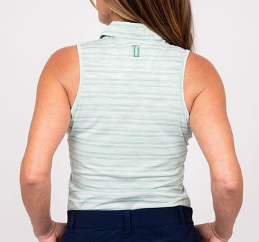 Sleeveless - Lined Up Green Women's Golf Shirt TJ Golf