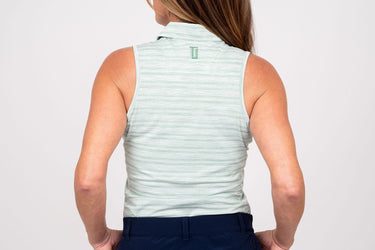 Sleeveless - Lined Up Green Women's Golf Shirt TJ Golf