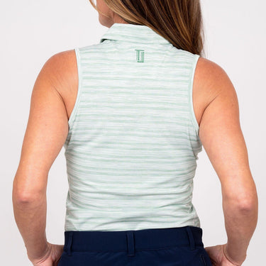 Sleeveless - Lined Up Green Women's Golf Shirt TJ Golf