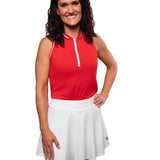 Sleeveless-Red with Blade Collar