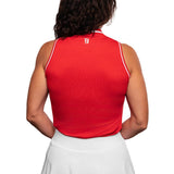 Sleeveless-Red with Blade Collar