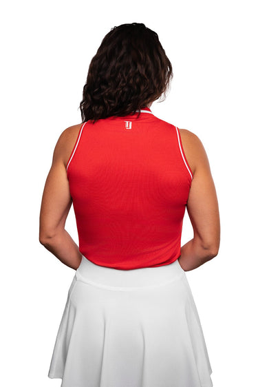 Sleeveless-Red with Blade Collar