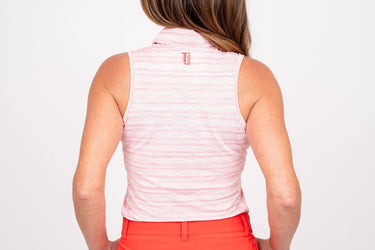 Sleeveless Shirt - Lined Up Red Women's Golf Shirt TJ Golf