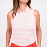 Sleeveless Shirt - Lined Up Red Women's Golf Shirt TJ Golf