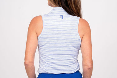 Sleeveless Shirt - Lined Up Royal Women's Golf Shirt TJ Golf