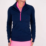 Women's Tour Pullover-Navy with Pink