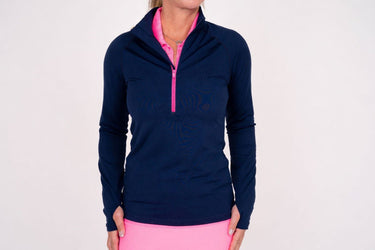 Women's Tour Pullover-Navy with Pink