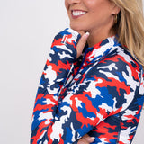 Camo Sun Shirt- Red, White & Blue Women's sun shirt 