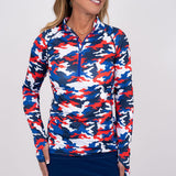 Camo Sun Shirt- Red, White & Blue Women's sun shirt 