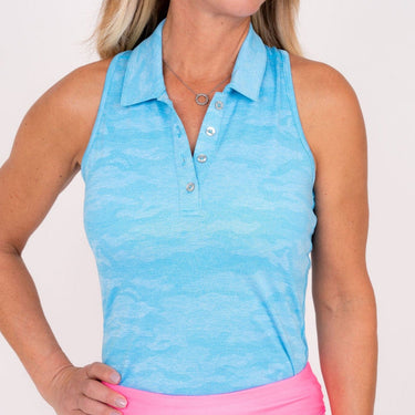 Ghost Camouflage Racerback - Bright Neon Blue Women's Golf Shirt Taylor Jordan Apparel