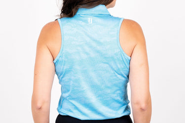 Ghost Camouflage Sleeveless - Bright Neon Blue Women's Golf Shirt TJ Golf 