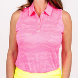Ghost Camouflage Sleeveless - Bright Neon Pink Women's Golf Shirt Taylor Jordan Apparel 