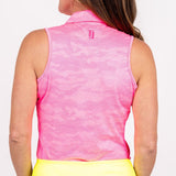Ghost Camouflage Sleeveless - Bright Neon Pink Women's Golf Shirt Taylor Jordan Apparel 