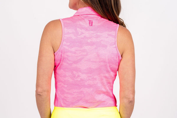 Ghost Camouflage Sleeveless - Bright Neon Pink Women's Golf Shirt Taylor Jordan Apparel 