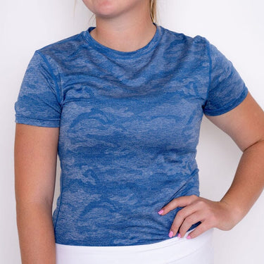 Jordan's Collarless - Blue Camo Women's Golf Shirt TJ SPORT