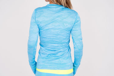 Jordan's Collarless Collection Long Sleeve - Neon Blue Ghost Camo Women's Golf Shirt 