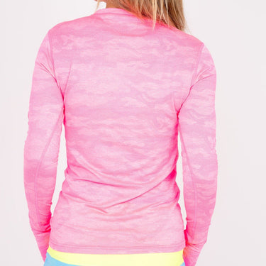 Jordan's Collarless Collection Long Sleeve - Neon Pink Ghost Camo Women's Golf Shirt 