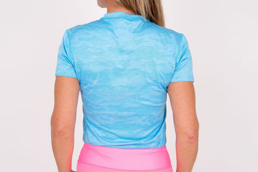Jordan's Collarless Collection - Neon Blue Camo Women's Golf Shirt 