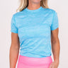 Jordan's Collarless Collection - Neon Blue Camo Women's Golf Shirt 