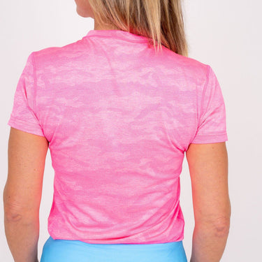 Jordan's Collarless Collection - Neon Pink Camo Women's Golf Shirt TJ SPORT 