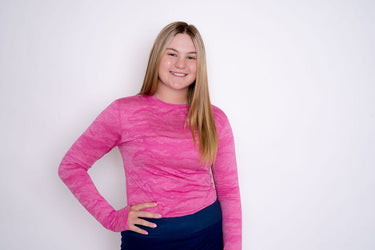 Jordan's Collarless Long Sleeve - Pink Ghost Camo Women's Golf Shirt