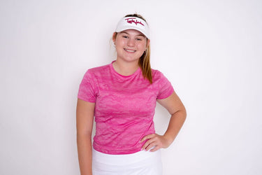 Jordan's Collarless - Pink Camo Women's Golf Shirt TJ SPORT