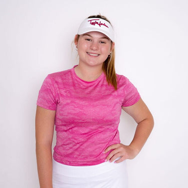Jordan's Collarless - Pink Camo Women's Golf Shirt TJ SPORT