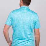Player's Golf Shirt- Miami Blue Ghost Hibiscus Men's Golf Shirt Taylor Jordan Apparel 