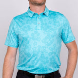 Player's Golf Shirt- Miami Blue Ghost Hibiscus Men's Golf Shirt Taylor Jordan Apparel S 