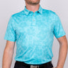 Player's Golf Shirt- Miami Blue Ghost Hibiscus Men's Golf Shirt Taylor Jordan Apparel S 