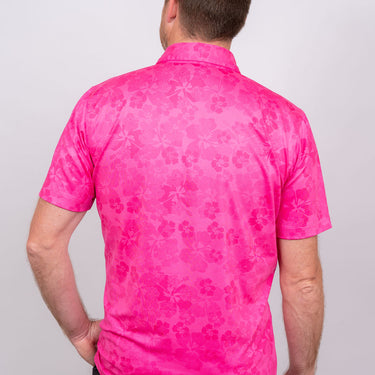 Player's Golf Shirt - Pink Ghost Hibiscus Men's Golf Shirt Taylor Jordan Apparel 
