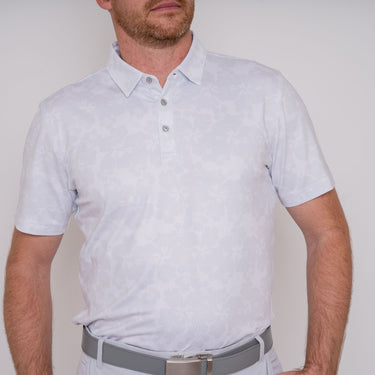 Player's Golf Shirt - White Ghost Hibiscus Men's Golf Shirt Taylor Jordan Apparel White Small 